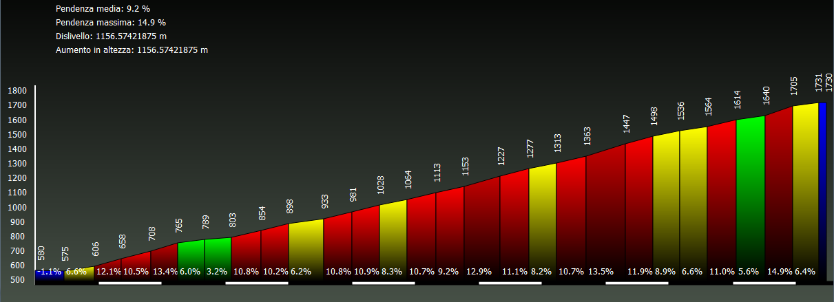 Grafico altimetria di dettaglio