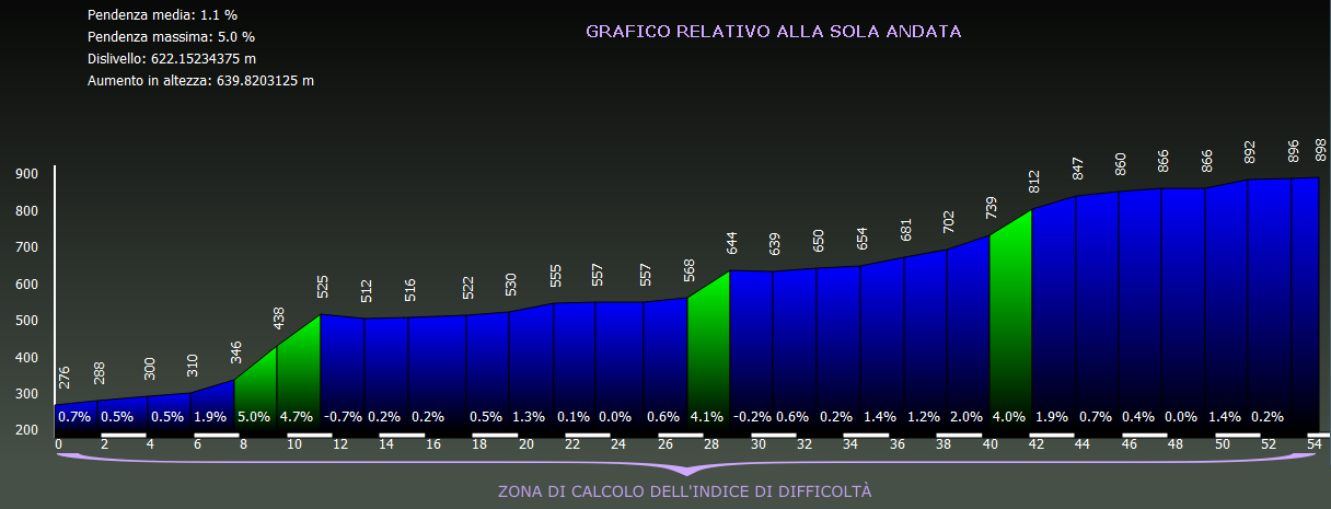 Grafico altimetria di dettaglio